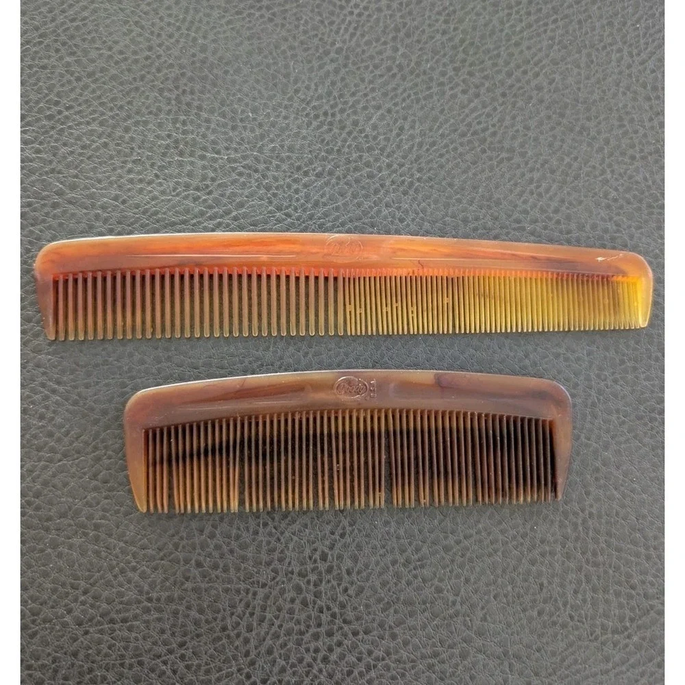 Vintage Lot Of 2 Pocket Combs Faux Tortoise Goody 5